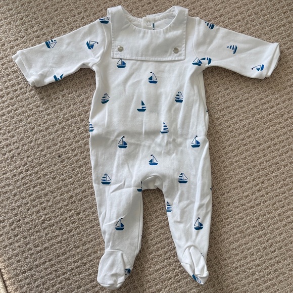 Jacadi Other - Jacadi White and Blue Sailboat Kids Footie